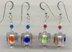 Silver Foil Cube Earrings, with Dots of Color